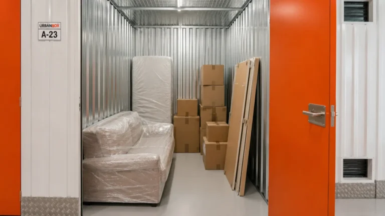 Trastero utilizado como guardamuebles en Ávila con muebles protegidos y cajas organizadas